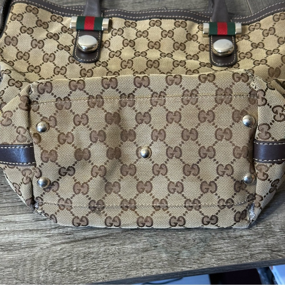 Authentic Gucci Sherry Line Medium Matchball Tote Brown GG - Picture 5 of 16
